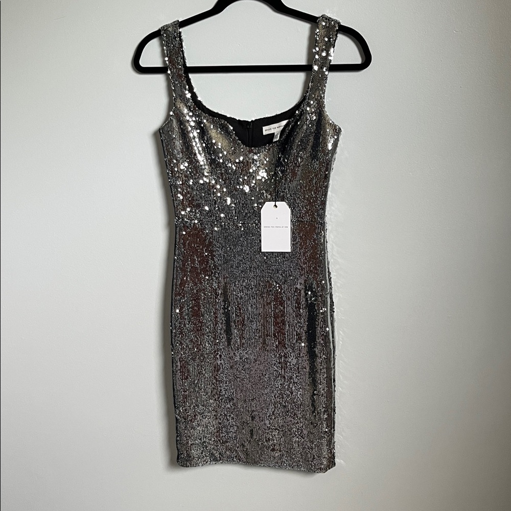 Silver Sequin Dress the Population Sloane Cocktail Dress (NEW) shiny party dress